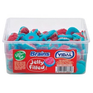 JELLY FILLED BRAINS FRUI FLAVOUR SQUIDGY BRAINS WITH A LIQUID CENTRE tub 120 JELLY FILLED BRAINS FRUI FLAVOUR SQUIDGY BRAINS WITH A LIQUID CENTRE tub 120